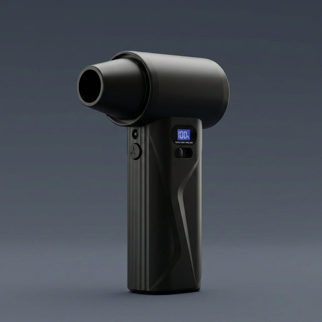 Front view of the matte black AirBlast Pro cordless air duster.